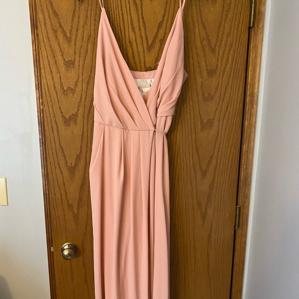 David’s Bridal Bridesmaid Wrap Dress, size 16, Ballet